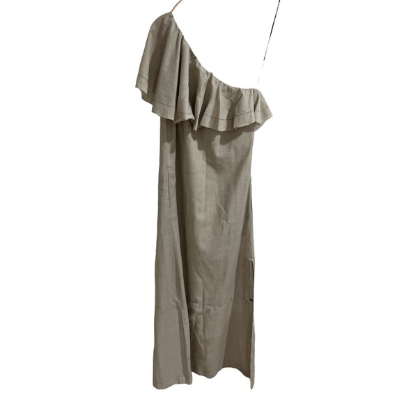 Lisa‎ Marie Fernandez Arden One Shoulder Maxi Dress Ruffle Chambray Size XS - Picture 3 of 5